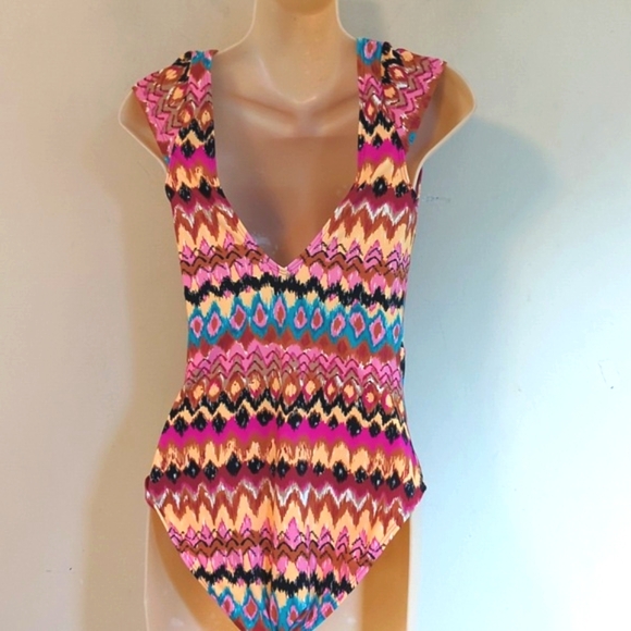 BODEN Cap Sleeve Tie Swimsuit Multi-Color Ikat 6 - Picture 7 of 16